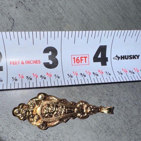 14k Real Rose Gold Pendant Large Antique Beautiful & Unique Piece 2" Long - Picture 5 of 8